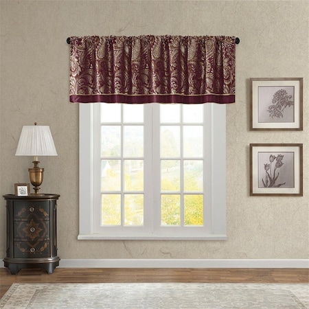 Madison Park 100 Percent Polyester Jacquard Valance, Burgundy - 50 x 18 in. MP41-2714